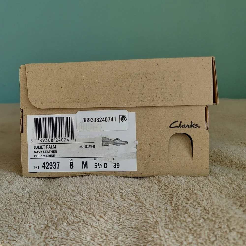 Clarks Juliet Palm Navy Blue Loafers Women's Size 8 Brand New In Box